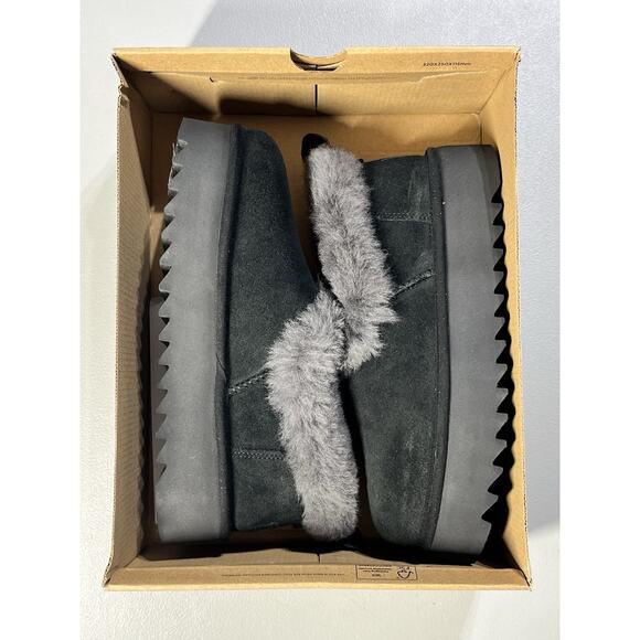 UGG Nita Genuine Shearling Slipper Womens 8 Black Suede Leather Wool - Picture 5 of 8